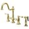 Kingston Brass KS3792ALBS Restoration Bridge Kitchen Faucet W/ Brass Sprayer, Brass KS3792ALBS - alternate 1
